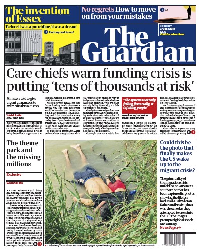 The Guardian Newspaper Front Page (UK) for 27 June 2019