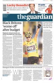 The Guardian Newspaper Front Page (UK) for 27 July 2015