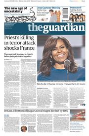 The Guardian (UK) Newspaper Front Page for 27 July 2016