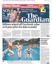 The Guardian (UK) Newspaper Front Page for 27 July 2018
