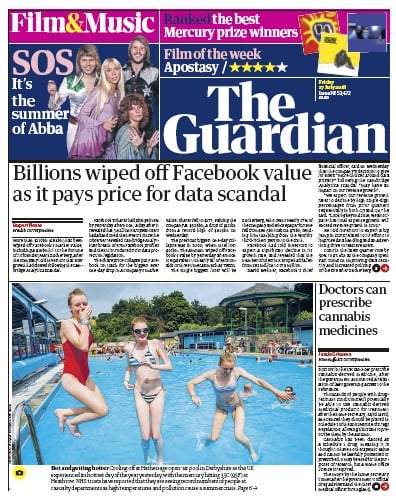 The Guardian Newspaper Front Page (UK) for 27 July 2018