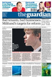 The Guardian Newspaper Front Page (UK) for 27 September 2011