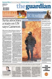 The Guardian (UK) Newspaper Front Page for 27 September 2012