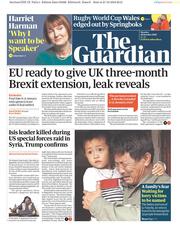 The Guardian (UK) Newspaper Front Page for 28 October 2019