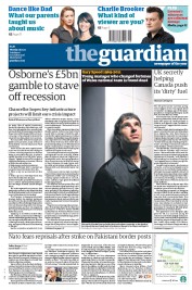 The Guardian (UK) Newspaper Front Page for 28 November 2011