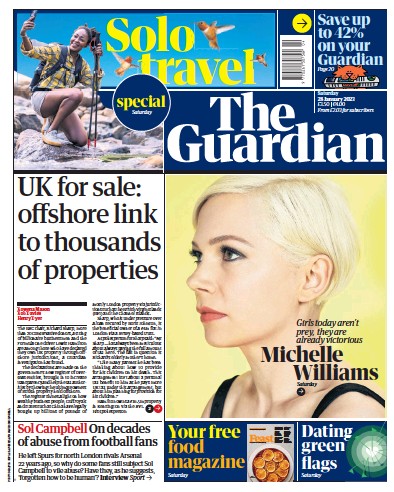 The Guardian Newspaper Front Page (UK) for 28 January 2023