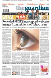 The Guardian Newspaper Front Page (UK) for 28 February 2014