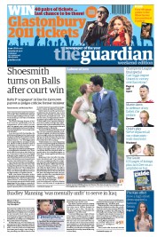 The Guardian Newspaper Front Page (UK) for 28 May 2011