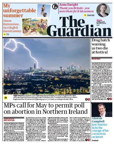 The Guardian Newspaper Front Page (UK) for 28 May 2018