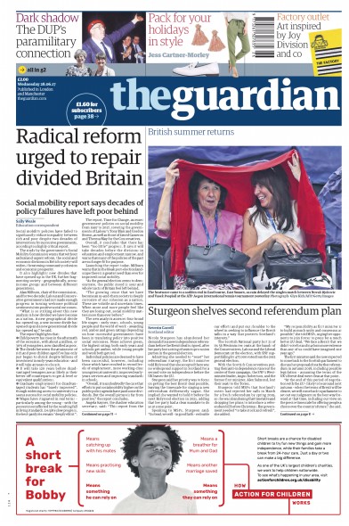 The Guardian Newspaper Front Page (UK) for 28 June 2017