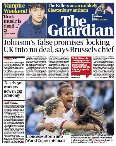 The Guardian Newspaper Front Page (UK) for 28 June 2019