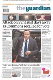 The Guardian Newspaper Front Page (UK) for 28 August 2013