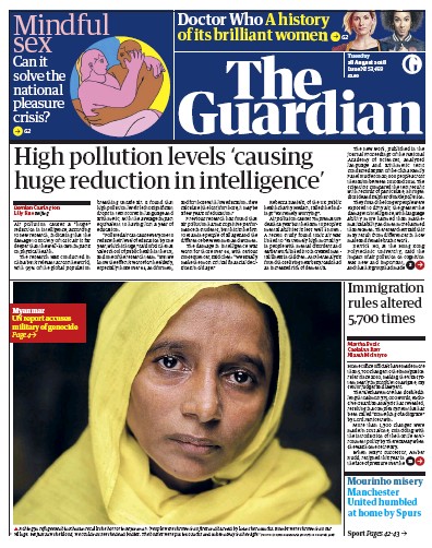 The Guardian Newspaper Front Page (UK) for 28 August 2018