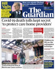The Guardian (UK) Newspaper Front Page for 28 August 2020
