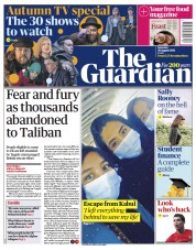The Guardian (UK) Newspaper Front Page for 28 August 2021