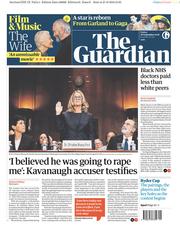 The Guardian (UK) Newspaper Front Page for 28 September 2018