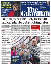 The Guardian (UK) Newspaper Front Page for 29 October 2021