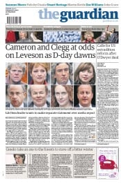 The Guardian Newspaper Front Page (UK) for 29 November 2012