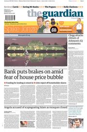The Guardian (UK) Newspaper Front Page for 29 November 2013