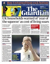 The Guardian (UK) Newspaper Front Page for 29 December 2021