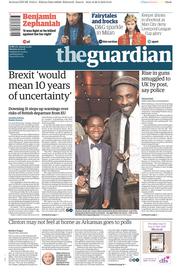 The Guardian (UK) Newspaper Front Page for 29 February 2016