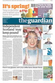 The Guardian Newspaper Front Page (UK) for 29 March 2014