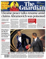 The Guardian (UK) Newspaper Front Page for 29 March 2022