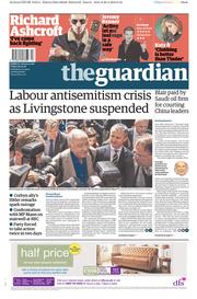 The Guardian (UK) Newspaper Front Page for 29 April 2016