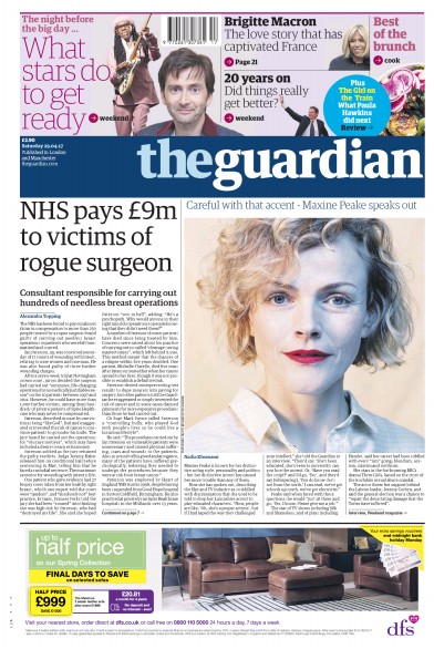 The Guardian Newspaper Front Page (UK) for 29 April 2017
