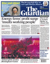 The Guardian (UK) Newspaper Front Page for 29 July 2022