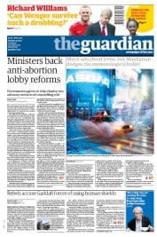 The Guardian (UK) Newspaper Front Page for 29 August 2011