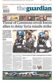The Guardian (UK) Newspaper Front Page for 29 August 2013