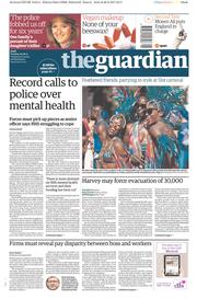 The Guardian (UK) Newspaper Front Page for 29 August 2017