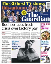 The Guardian (UK) Newspaper Front Page for 29 August 2020