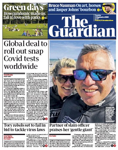 The Guardian Newspaper Front Page (UK) for 29 September 2020