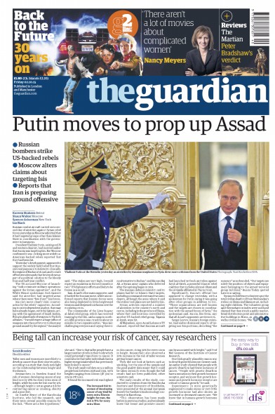 The Guardian Newspaper Front Page (UK) for 2 October 2015