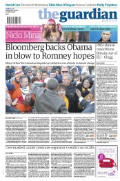 The Guardian (UK) Newspaper Front Page for 2 November 2012