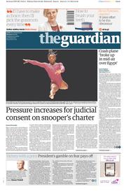 The Guardian (UK) Newspaper Front Page for 2 November 2015