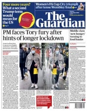 The Guardian (UK) Newspaper Front Page for 2 November 2020
