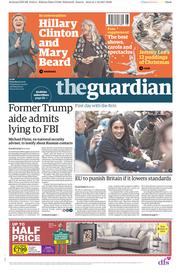 The Guardian (UK) Newspaper Front Page for 2 December 2017