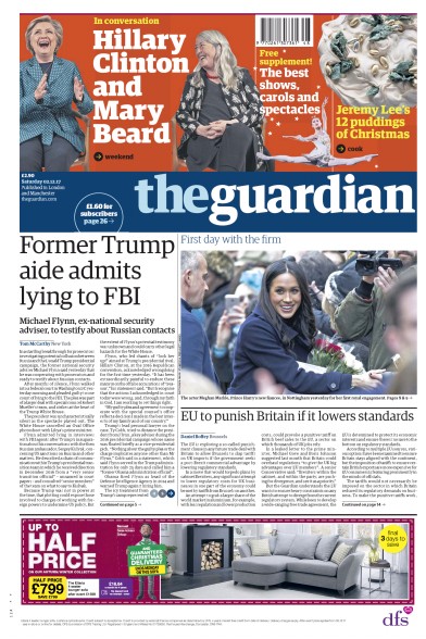 The Guardian Newspaper Front Page (UK) for 2 December 2017