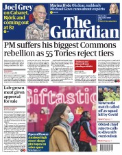 The Guardian (UK) Newspaper Front Page for 2 December 2020