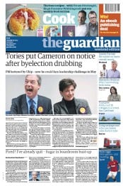The Guardian Newspaper Front Page (UK) for 2 March 2013