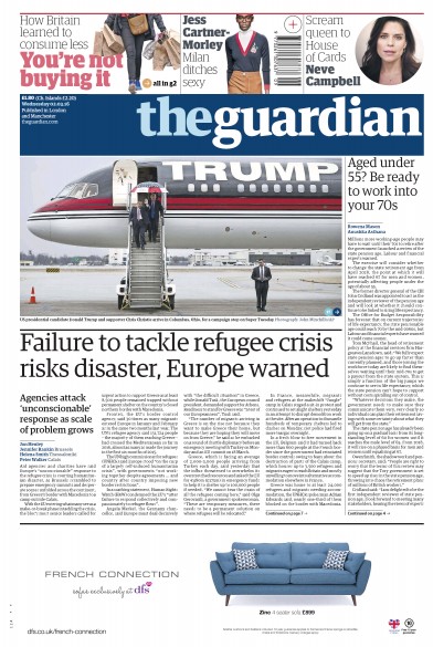 The Guardian Newspaper Front Page (UK) for 2 March 2016