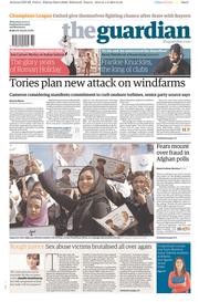 The Guardian (UK) Newspaper Front Page for 2 April 2014