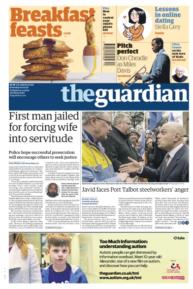 The Guardian Newspaper Front Page (UK) for 2 April 2016