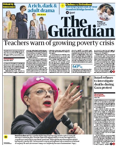 The Guardian Newspaper Front Page (UK) for 2 April 2018