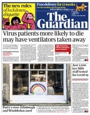 The Guardian (UK) Newspaper Front Page for 2 April 2020
