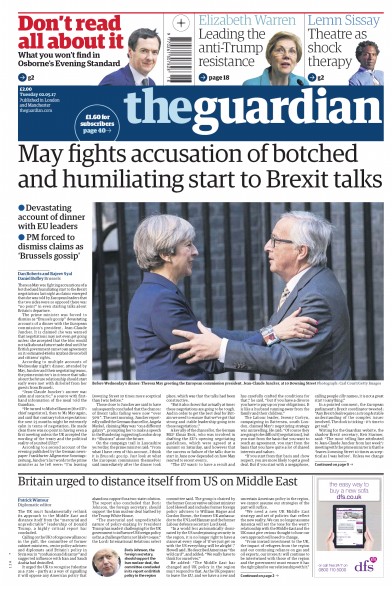 The Guardian Newspaper Front Page (UK) for 2 May 2017