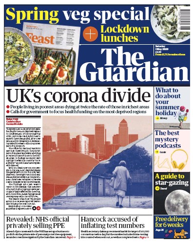 The Guardian Newspaper Front Page (UK) for 2 May 2020